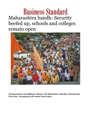 Maharashtra bandh: Security beefed up, schools and colleges remain openÂ 