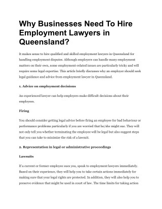 Why Businesses Need To Hire Employment Lawyers in Queensland?