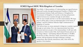 ICMEI Signed MOU With Kingdom of Lesotho