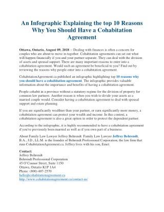 An Infographic Explaining the top 10 Reasons Why You Should Have a Cohabitation Agreement