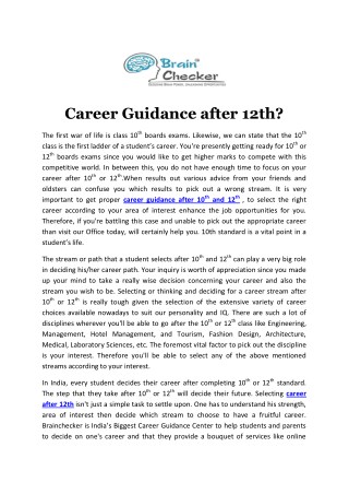 Career Guidance after 12th?