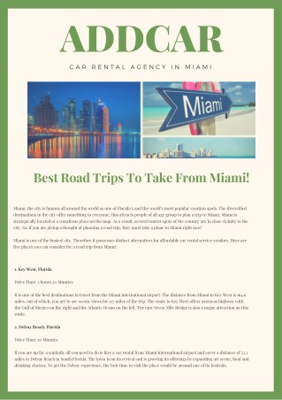 Best Road Trips To Take From Miami