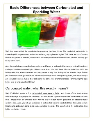 Differences between Carbonated and Sparkling Water-