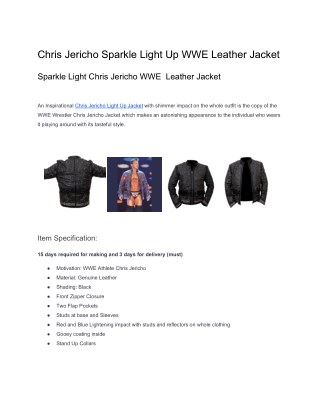 Chris Jericho Sparkle Light Up WWE Leather Jacket