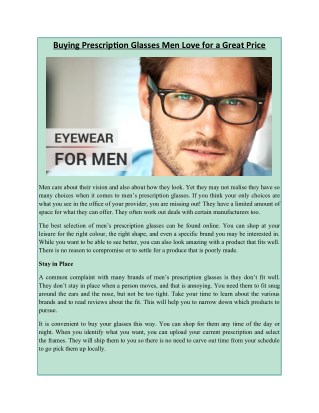 Buying Prescription Glasses Men Love for a Great Price