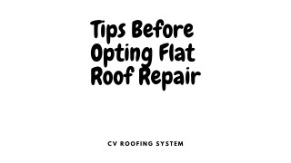 Tips Before Opting Flat Roof Repair