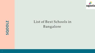 list of Top schools in Bangalore