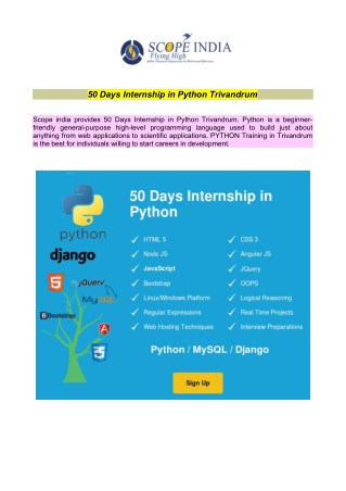 50 Days Internship in Python Trivandrum