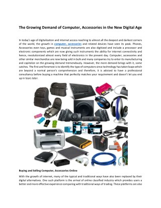 The Growing Demand of Computer, Accessories in the New Digital Age