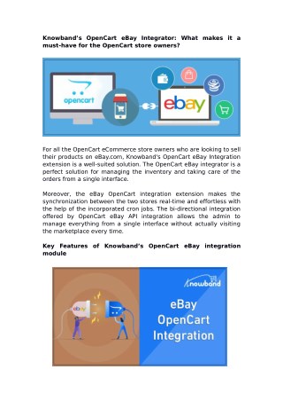 Glorify your sales via OpenCart eBay Integrator Extension