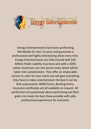 Fire Performance - Energy Entertainment