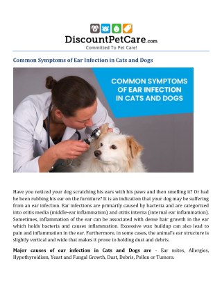 Symptoms of Ear infection in cats and Dogs