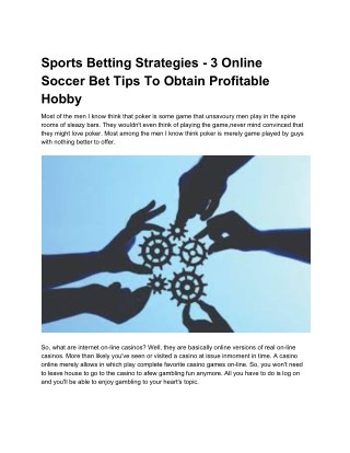 Sports Betting Strategies - 3 Online Soccer Bet Tips To Obtain Profitable Hobby