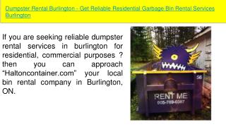 Dumpster Rental In Burlington