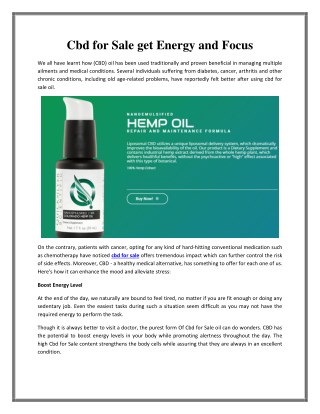 Cbd for Sale get Energy and Focus | Liposomal CBD Oil