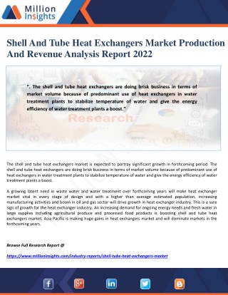 Shell And Tube Heat Exchangers Market Production And Revenue Analysis Report 2022