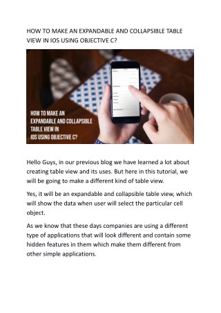 HOW TO MAKE AN EXPANDABLE AND COLLAPSIBLE TABLE VIEW IN IOS USING OBJECTIVE C?
