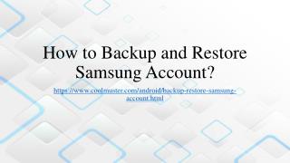 How to Backup and Restore Samsung Account?