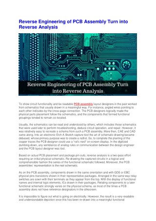 Reverse Engineering of PCB Assembly Turn into Reverse Analysis