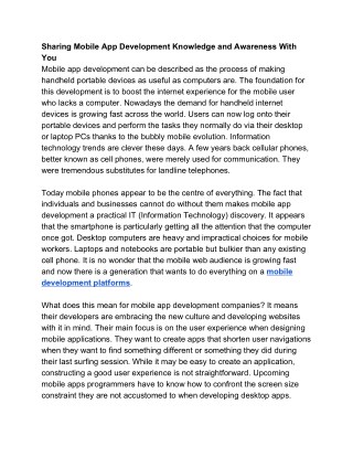 Sharing Mobile App Development Knowledge and Awareness With You
