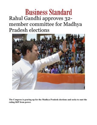 Rahul Gandhi approves 32-member committee for Madhya Pradesh elections