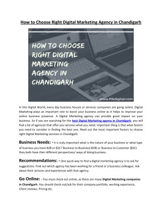 How to Choose Right Digital Marketing Agency in Chandigarh