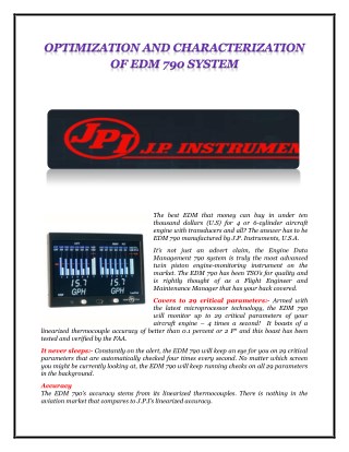 OPTIMIZATION AND CHARACTERIZATION OF EDM 790 SYSTEM