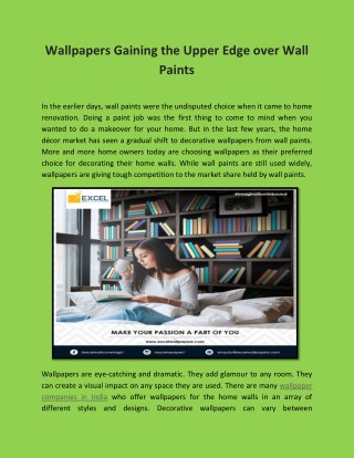 Wallpapers Gaining the Upper Edge over Wall Paints