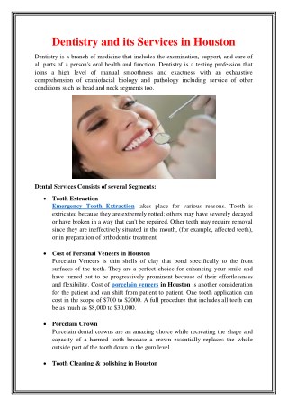 Dentistry and its Services in Houston