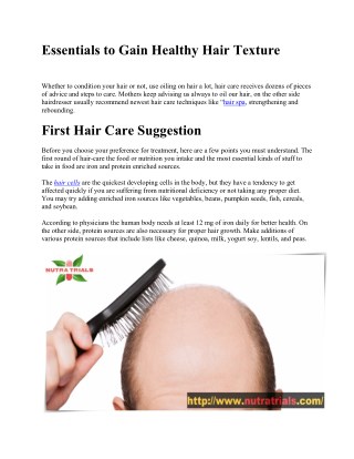 Essentials to Gain Healthy Hair Texture