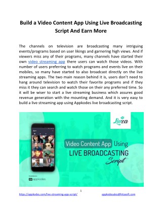 Build a Video Content App Using Live Broadcasting Script And Earn More