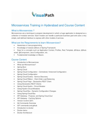 Microservices training in Hyderabad and course content
