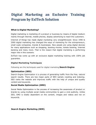 Best Digital Marketing Course-ExlTech