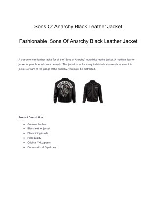 Sons Of Anarchy Black Leather Jacket