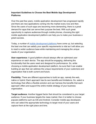 Important Guidelines to Choose the Best Mobile App Development Platforms