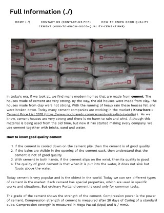 How to know good quality cement