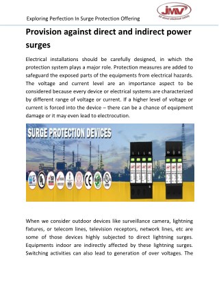 Provision against direct and indirect power surges