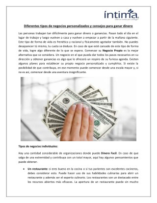 Diferentes tipos de negocios personalizados y consejos para ganar dinero