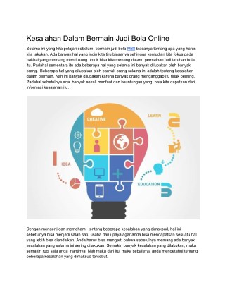 Kesalahan Dalam Bermain Judi Bola Online