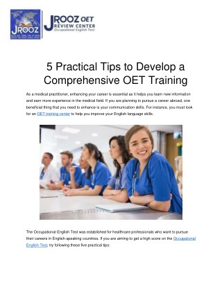 5 Practical Tips to Develop a Comprehensive OET Training