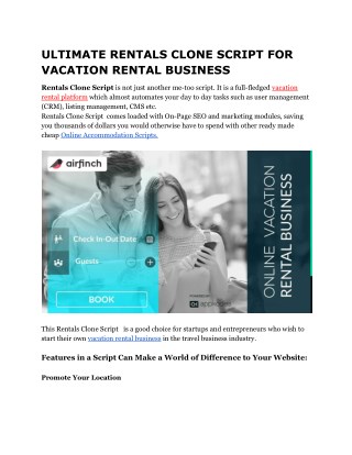 Ultimate Rentals Clone Script For Vacation Rental Business
