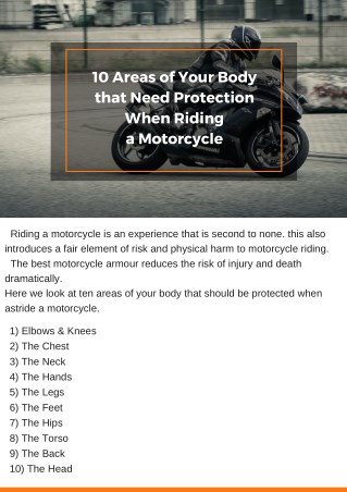 10 Areas of Your Body that Need Protection When Riding a Motorcycle