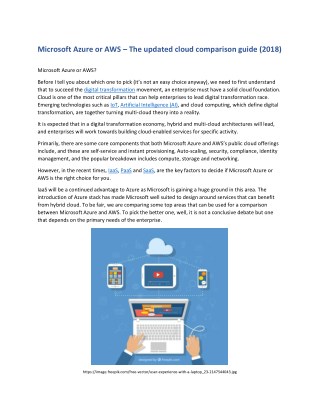 Microsoft Azure or AWS â€“ The updated cloud comparison guide (2018)