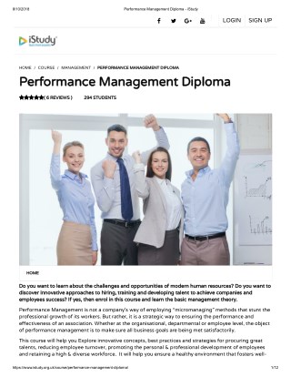 Performance Management Diploma - istudy