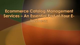 An Essential Part of Your E-business : E-commerce Catalog Management Services