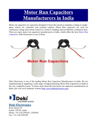 Motor Run Capacitors Manufacturers in India