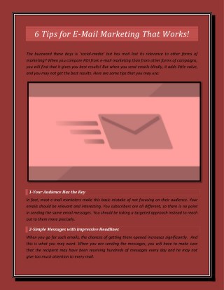 6 Tips for E-Mail Marketing That Works!