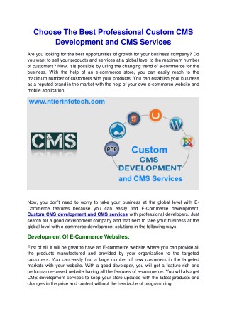 Choose The Best Professional Custom CMS Development and CMS Services