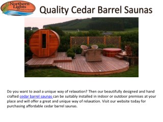 Quality Cedar Barrel Saunas