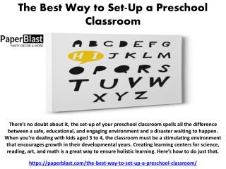 The Best Way to Set-Up a Preschool Classroom